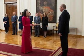 Đại sứ Việt Nam tại Bulgaria trình thư ủy nhiệm lên Tổng thống Bulgaria Rumen Radev. (Ảnh: Việt Thắng/TTXVN)