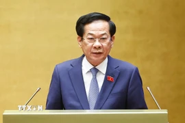 Bộ trưởng Bộ Nội vụ Đỗ Thanh Bình giải trình, làm rõ một số vấn đề đại biểu Quốc hội nêu. (Ảnh: Doãn Tấn/TTXVN)