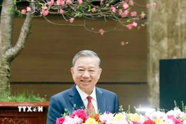 Tối 16/2/2026 (29 tháng Chạp), Tổng Bí thư Tô Lâm đến thăm, chúc Tết Đảng bộ, chính quyền và Nhân dân Thủ đô Hà Nội. (Ảnh: Thống Nhất/TTXVN)