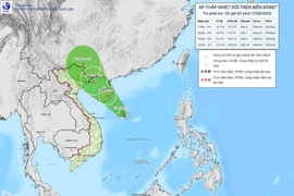 Vị trí và hướng đi của áp thấp nhiệt đới. (Nguồn: Trung tâm Dự báo Khí tượng Thủy văn Quốc gia)