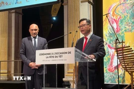 Đại sứ đặc mệnh toàn quyền Việt Nam tại Pháp Trịnh Đức Hải phát biểu. (Ảnh: Hữu Chiến/TTXVN)