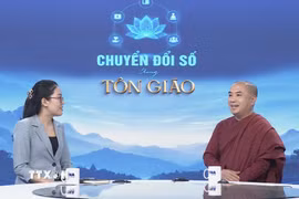 Thiền sư Minh Niệm trong cuộc nói chuyện về chủ đề Chuyển đổi số trong tôn giáo của TTXVN. (Nguồn: TTXVN)
