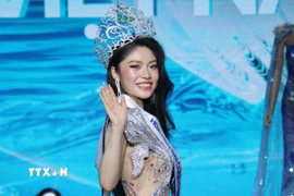 Nguyễn Thanh Thảo (sinh năm 2002) đến từ Thành phố Hồ Chí Minh đăng quang Hoa hậu Đại dương Việt Nam 2025. (Ảnh: Nguyễn Thành/TTXVN)