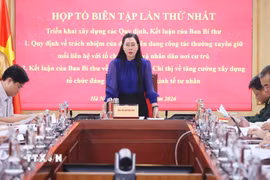 Bà Bùi Thị Quỳnh Vân, Ủy viên Trung ương Đảng, Phó Trưởng Ban Tổ chức Trung ương phát biểu. (Ảnh: An Đăng/TTXVN)