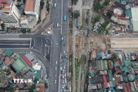 Hầm chui nút giao Giải Phóng-Kim Đồng được thông xe trước Tết Nguyên đán Bính Ngọ. (Ảnh: Quốc Khánh/TTXVN)