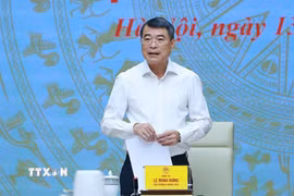 Thủ tướng Lê Minh Hưng làm việc với Ngân hàng Nhà nước Việt Nam và các hệ thống tín dụng. (Ảnh: Dương Giang/TTXVN)