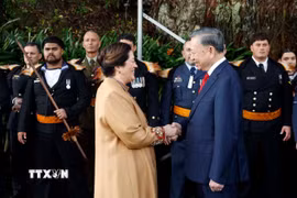 Toàn quyền New Zealand Cindy Kiro đón Tổng Bí thư, Chủ tịch nước Tô Lâm. (Ảnh: Thống Nhất/TTXVN)
