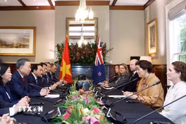 Tổng Bí thư, Chủ tịch nước Tô Lâm hội đàm với Toàn quyền New Zealand Cindy Kiro. (Ảnh: Thống Nhất/TTXVN)