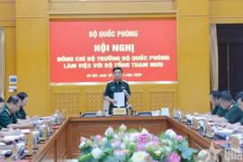 Đại tướng Phan Văn Giang chủ trì buổi làm việc. (Nguồn: Báo Quân đội Nhân dân)