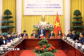 Phó Chủ nhiệm Văn phòng Chủ tịch nước, Trợ lý Chủ tịch nước Cấn Đình Tài, chủ trì buổi họp báo. (Ảnh: An Đăng/TTXVN)