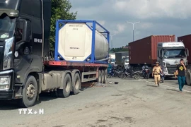 Hiện trường xảy ra vụ tai nạn. (Nguồn: TTXVN phát)