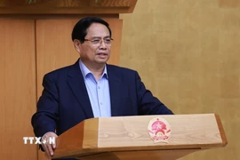 Thủ tướng Phạm Minh Chính chủ trì Phiên họp Chính phủ thường kỳ tháng 10/2025. (Ảnh: Dương Giang/TTXVN)