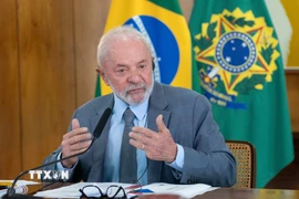 Tổng thống Brazil Luiz Inacio Lula da Silva phát biểu tại Brasilia. (Ảnh: THX/TTXVN)
