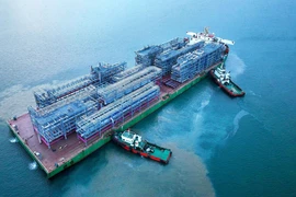 Gần 2.000 tấn Module “Made in Vietnam” do Doosan Vina sản xuất lên đường đến thị trường Hoa Kỳ. (Nguồn: TTXVN phát)