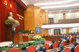 Tổng Bí thư Tô Lâm phát biểu bế mạc Hội nghị lần thứ 11 Ban Chấp hành Trung ương Đảng khóa XIII. (Ảnh: Thống Nhất/TTXVN)