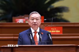 Tổng Bí thư Tô Lâm phát biểu bế mạc Đại hội XIV của Đảng. (Nguồn: TTXVN)