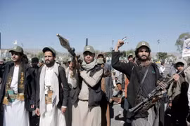 Lực lượng Houthi tại Sanaa, Yemen ngày 21/9/2024. (Nguồn: THX/TTXVN)
