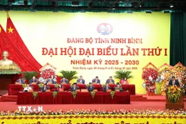 Đoàn Chủ tịch điều hành Đại hội. (Ảnh: Đức Phương/TTXVN)