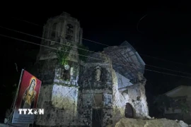 Nhà thờ bị hư hại sau trận động đất tại tỉnh Cebu, Philippines, ngày 30/9/2025. (Nguồn: THX/TTXVN)