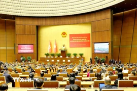 Hội nghị toàn quốc nghiên cứu, học tập, quán triệt và triển khai thực hiện Nghị quyết Đại hội XIV của Đảng tại điểm cầu chính Hội trường Diên Hồng, Nhà Quốc hội. (Ảnh: Phương Hoa/TTXVN)