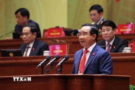 Đồng chí Nguyễn Văn Được, Ủy viên Trung ương Đảng, Phó Bí thư Thành ủy, Chủ tịch Ủy ban nhân dân Thành phố Hồ Chí Minh, tham luận về vấn đề “Phát huy vai trò đầu tàu, xây dựng Thành phố Hồ Chí Minh trở thành trung tâm khoa học, công nghệ và đổi mới sáng tạo mang tầm quốc tế, tạo động lực lan tỏa phát triển cho cả nước.” (Nguồn: TTXVN)