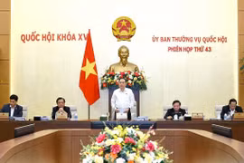 Sáng 10/3, tại Nhà Quốc hội, Chủ tịch Quốc hội Trần Thanh Mẫn phát biểu khai mạc Phiên họp thứ 43 của Ủy ban Thường vụ Quốc hội. (Ảnh: Doãn Tấn/TTXVN)