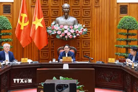 Sáng 30/3/2025, tại Hà Nội, Thủ tướng Phạm Minh Chính chủ trì cuộc họp với Ban chỉ đạo về rà soát, tháo gỡ khó khăn, vướng mắc liên quan đến các dự án để nghe báo cáo đánh giá tình hình, tìm giải pháp tháo gỡ khó khăn, vướng mắc cho các dự án đang tồn đọng. (Ảnh: Dương Giang/TTXVN)