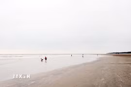 Khu du lịch biển Thịnh Long, xã Hải Thịnh (Ninh Bình) với bãi cát dài là điểm đến lý tưởng cho du khách. (Ảnh: Nguyễn Lành/TTXVN)