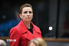 Thủ tướng Đan Mạch Mette Frederiksen tới dự Hội nghị thượng đỉnh đặc biệt của Liên minh châu Âu (EU) tại Brussels (BỈ) ngày 6/3/2025. (Nguồn: THX/TTXVN)