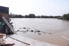 Hiện trường vụ sạt lở trên tuyến kênh xáng Bạc Liêu-Cà Mau. (Ảnh: Tuấn Phi/TTXVN)