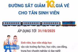 Ngành đường sắt giảm giá 10% vé tàu cho tân sinh viên