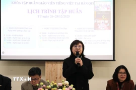 Phó Tỉnh trưởng tỉnh Bắc Gyeongsang Yang Geum-hee phát biểu tại lễ khai mạc khóa tập huấn ngày 26/12/2025. (Ảnh: Khánh Vân/TTXVN)