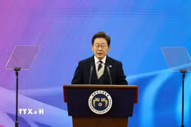 Tân Tổng thống Hàn Quốc Lee Jae Myung tại lễ nhậm chức ở Seoul ngày 4/6/2025. (Ảnh: THX/TTXVN)