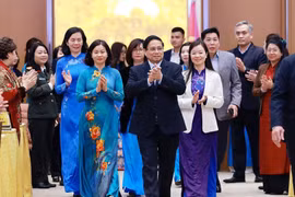 Thủ tướng Phạm Minh Chính đến dự buổi gặp mặt các nữ Anh hùng, nhà khoa học nhận giải Giải thưởng Kovalevskaia. Ảnh: Dương Giang-TTXVN