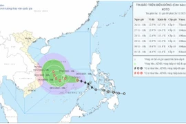 Vị trí và hướng đi của bão. (Nguồn: Trung tâm Dự báo Khí tượng Thủy văn Quốc gia)