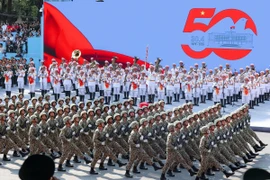 Các lực lượng tham gia Tổng duyệt. (Ảnh: Anh Tuấn/TTXVN)