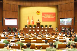 Hội nghị tại điểm cầu Nhà Quốc hội. (Ảnh: Phương Hoa/TTXVN)