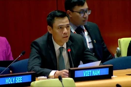 Đại sứ Đặng Hoàng Giang, Trưởng Phái đoàn thường trực Việt Nam tại Liên hợp quốc, phát biểu tại phiên thảo luận. (Ảnh: Hoài Thanh/TTXVN)