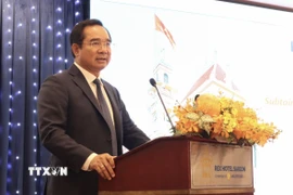 Ông Nguyễn Văn Được, Chủ tịch Ủy ban Nhân dân Thành phố Hồ Chí Minh, phát biểu tại Hội nghị. (Ảnh: Xuân Anh/TTXVN)