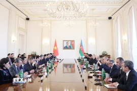 Tổng Bí thư Tô Lâm hội đàm cấp Nhà nước với Tổng thống Azerbaijan Ilham Aliyev. (Ảnh: Thống Nhất/TTXVN)