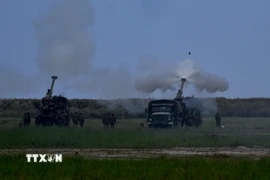 Binh sỹ tham gia cuộc tập trận chung Mỹ-Philippines thường niên mang tên Balikatan tại San Antonio, tỉnh Zambales, Philippines ngày 26/4/2023. (Nguồn: AFP/TTXVN)