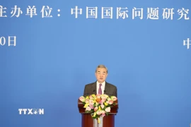 Ủy viên Bộ Chính trị, Bộ trưởng Ngoại giao Trung Quốc Vương Nghị phát biểu tại Hội thảo. (Ảnh: Công Tuyên/TTXVN)