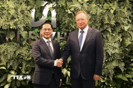 Phó Thủ tướng Bùi Thanh Sơn tếp Tổng Giám đốc Zarubezhneft Sergei Kudryashov. (Ảnh: Tâm Hằng/TTXVN)