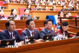 Đoàn đại biểu Đảng bộ tỉnh Thái Nguyên dự phiên thảo luận tại hội trường về các văn kiện Đại hội XIV của Đảng, sáng 21/1. (Nguồn: TTXVN)