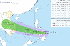 Vị trí và hướng đi của bão. (Nguồn: Trung tâm Dự báo Khí tượng Thủy văn Quốc gia)