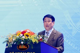 Chủ tịch nước Lương Cường phát biểu tại Hội thảo khoa học quốc tế “50 năm thống nhất đất nước: Vai trò kiến tạo hòa bình của ngoại giao trong lịch sử và hiện tại.” (Ảnh: Lâm Khánh/TTXVN)