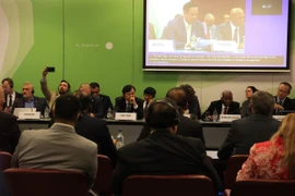 Thứ trưởng Bộ Nông nghiệp và Môi trường Nguyễn Hoàng Hiệp tại phiên họp bàn tròn cấp bộ trưởng. (Ảnh: Nguyễn Văn Tuấn/TTXVN)