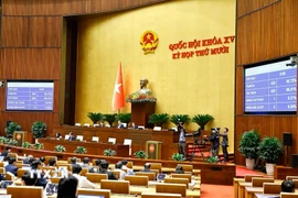 Quốc hội biểu quyết thông qua Luật Tương trợ tư pháp về dân sự. (Ảnh: Doãn Tấn/TTXVN)