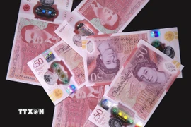 Đồng tiền mệnh giá 50 bảng Anh. (Ảnh: AFP/TTXVN)