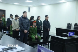 Các bị cáo tại phiên tòa. (Ảnh: Kim Anh/TTXVN)